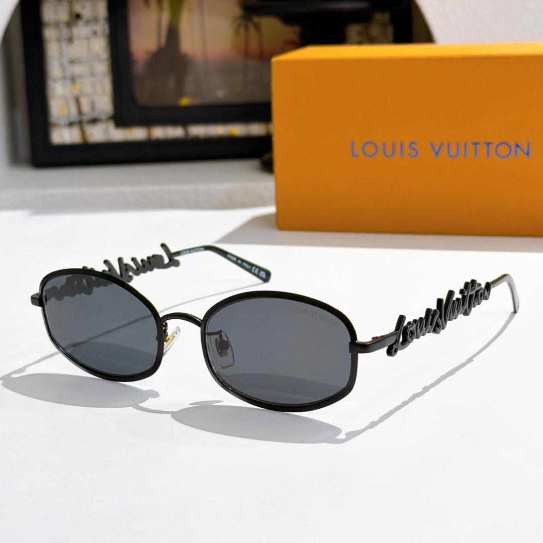 Louis Vuitton sunglasses, black frame with dark gray lenses