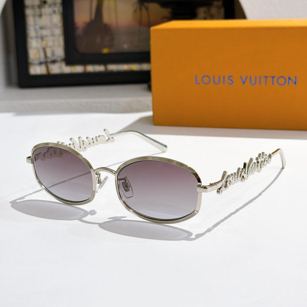 Louis Vuitton sunglasses, silver frame with mauve gradient lenses