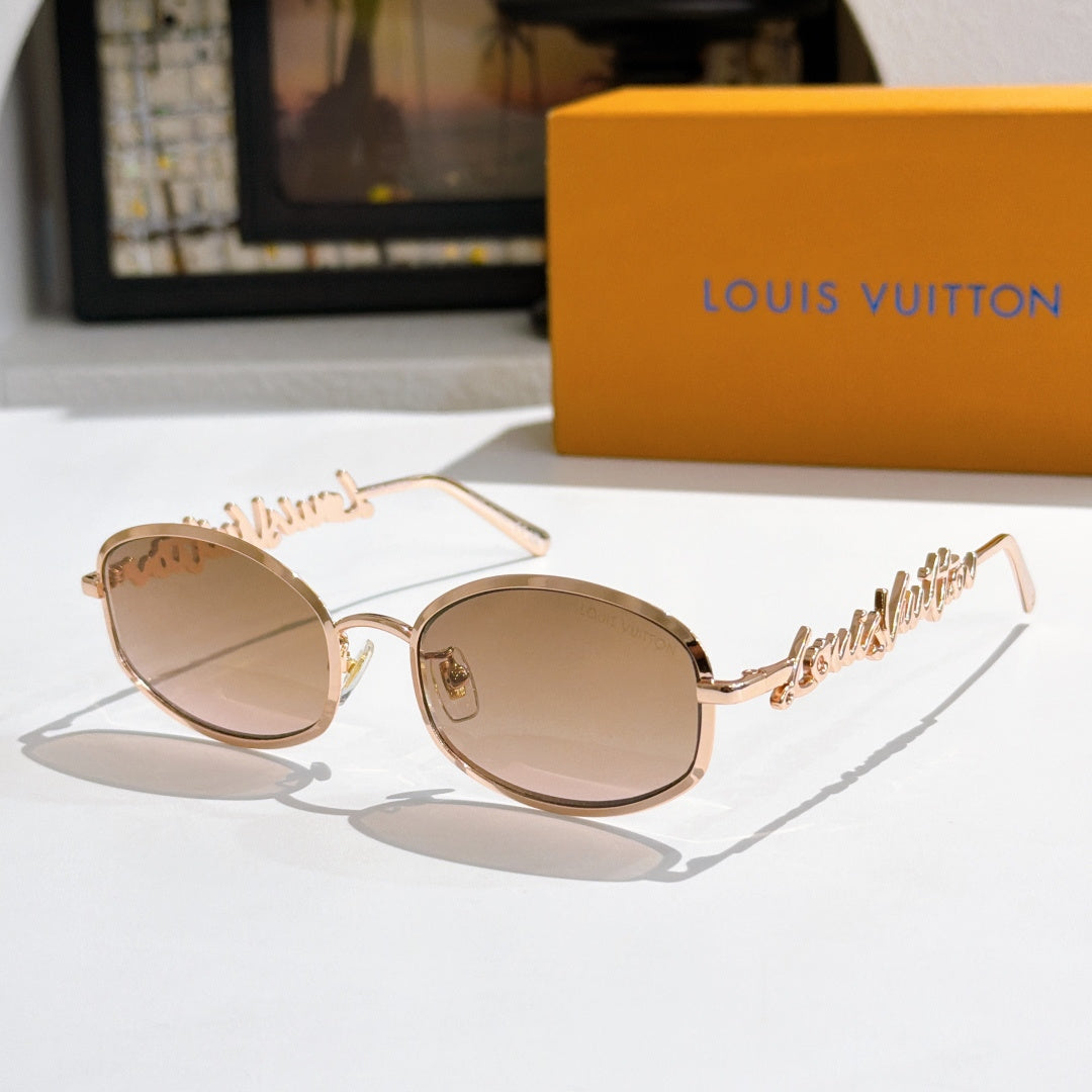 Louis Vuitton sunglasses, light gold frame with beige gradient lenses
