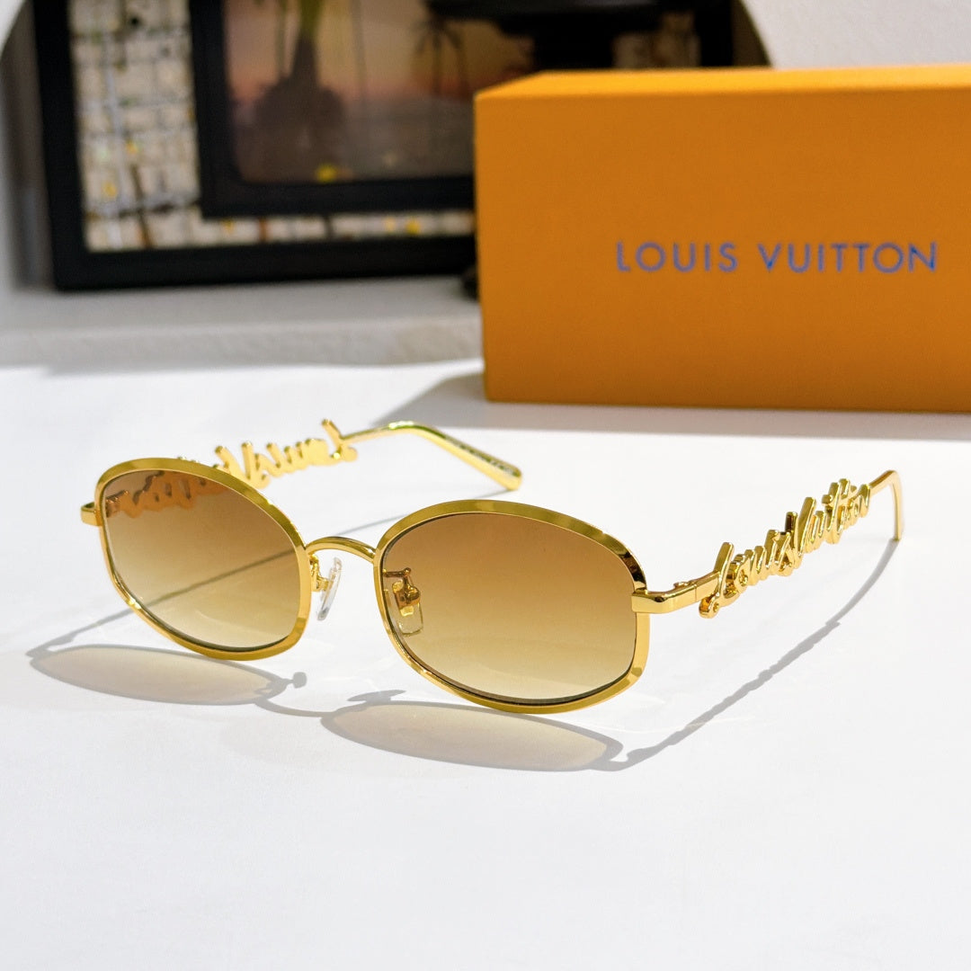 Louis Vuitton sunglasses, gold frame with amber gradient lenses
