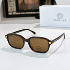 Versace sunglasses with tortoiseshell frame and brown tinted lenses, gold temple accents