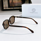 Versace sunglasses with tortoiseshell frame and brown lenses, side view