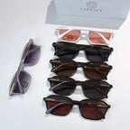 Versace sunglasses assortment with mixed frames and colored lenses, shown with a case