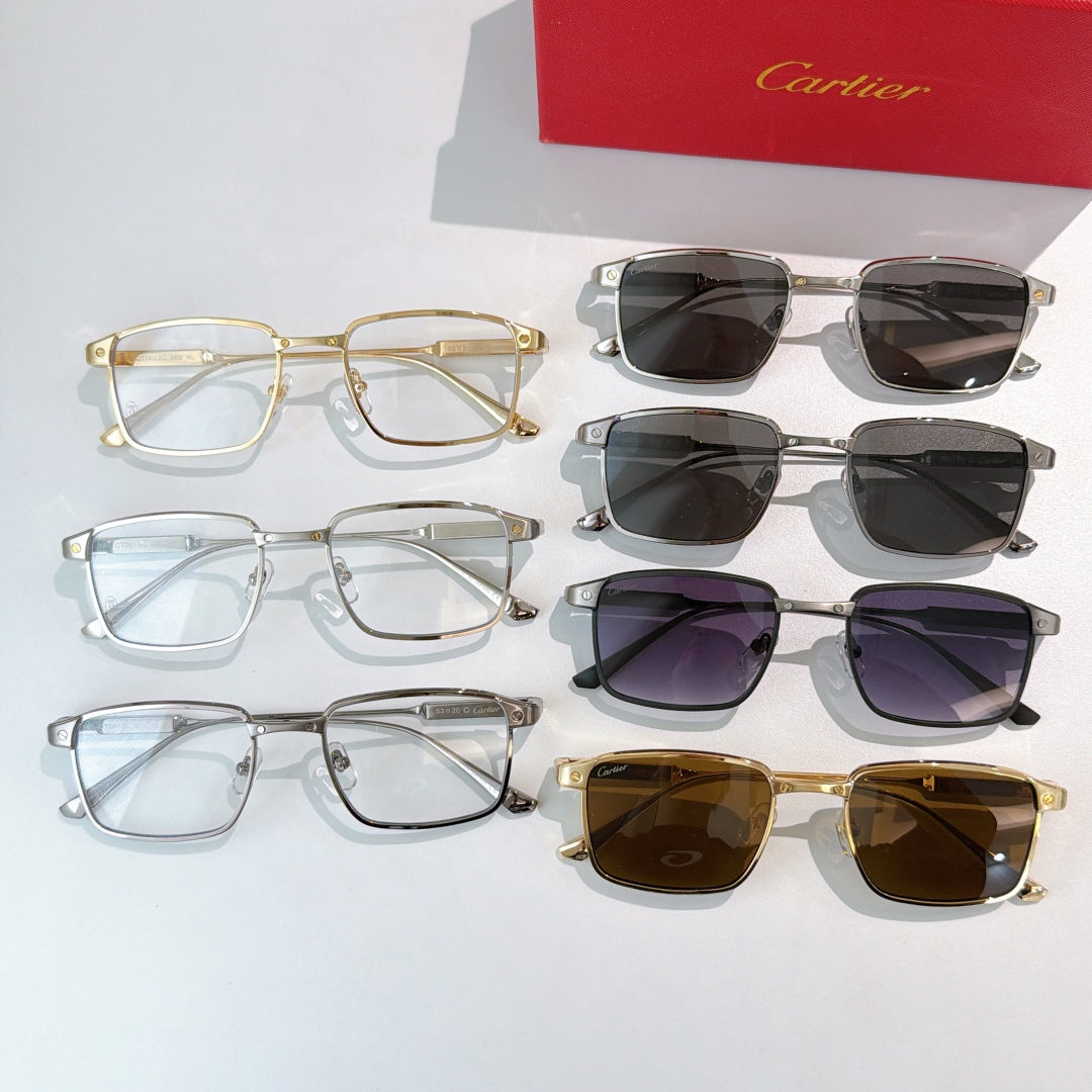 Cartier glasses collection with mixed frames and tinted lenses, assorted views