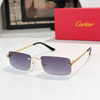 Cartier sunglasses with dark purple lenses and gold-tone metal frame