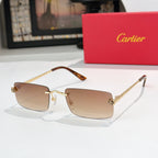 Cartier sunglasses with tan gradient lenses and gold-tone metal frame, tortoise temples