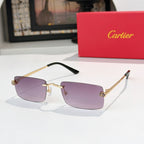 Cartier sunglasses with purple gradient lenses and gold-tone metal frame