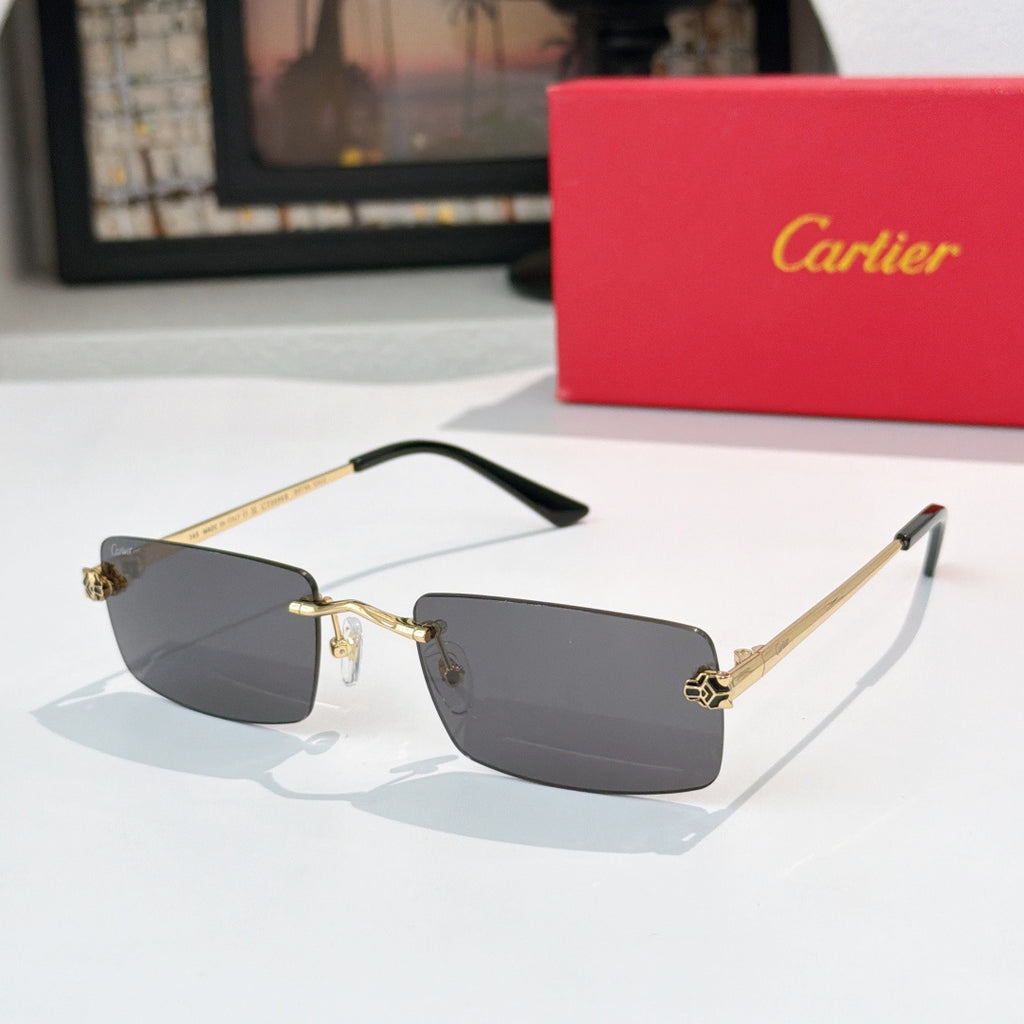 Cartier sunglasses with smoky gray lenses and gold-tone metal frame