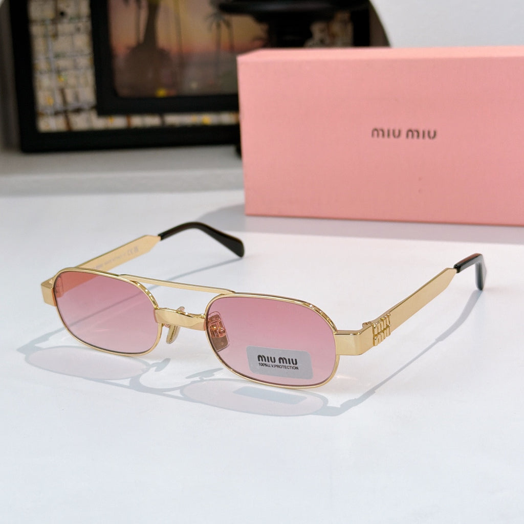 Gold-frame round sunglasses with rose lenses and tortoise-style temples