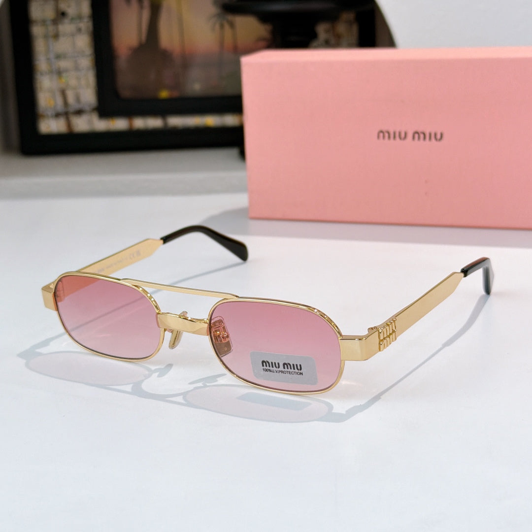 Gold-frame round sunglasses with rose lenses and tortoise-style temples