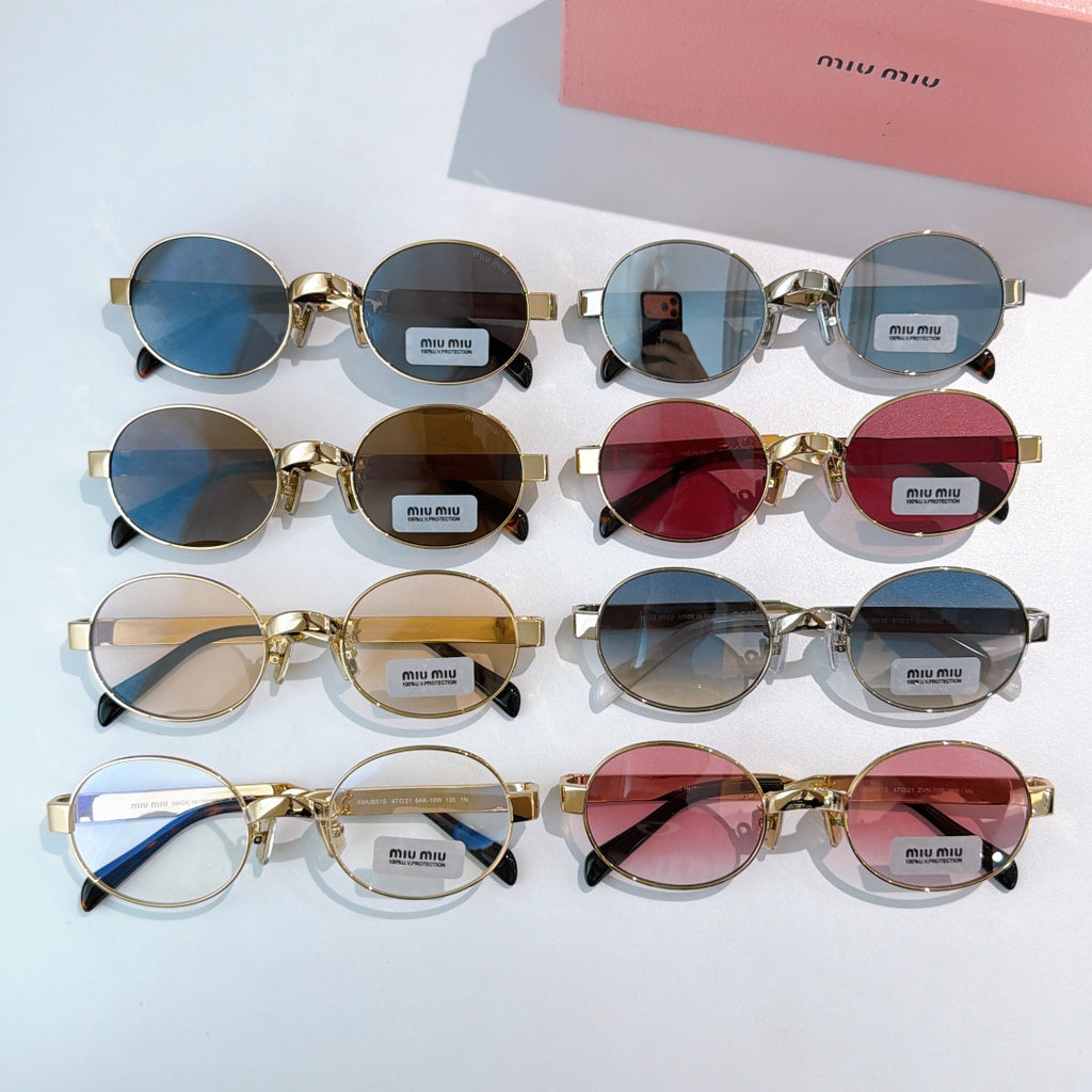 Assorted round sunglasses set with gold-tone frames and mixed tinted lenses