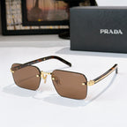 Square sunglasses with brown lenses and gold-tone frame