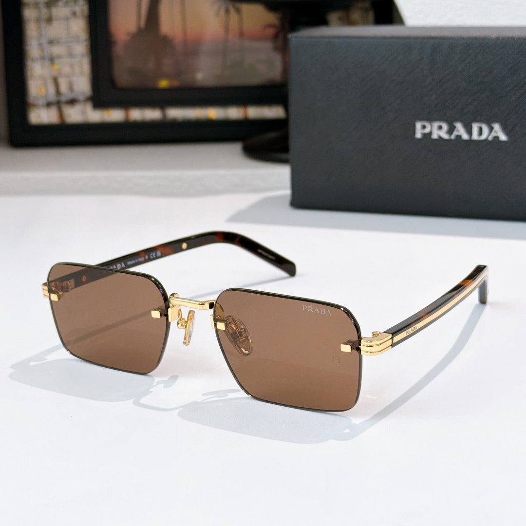 Square sunglasses with brown lenses and gold-tone frame