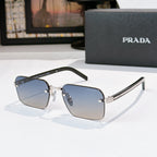 Square sunglasses with pale gradient lenses and gold-tone frame