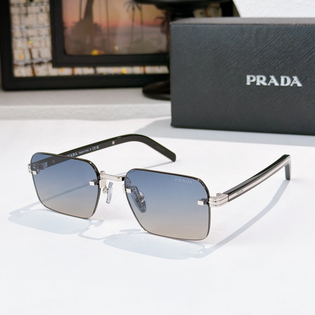 Square sunglasses with pale gradient lenses and gold-tone frame