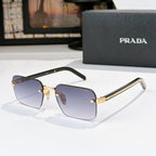 Square sunglasses with lavender lenses and gold-tone frame