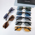 Assorted square sunglasses with gold-tone frames and mixed tinted lenses