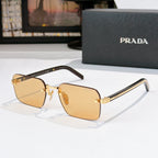Square sunglasses with amber lenses and gold-tone frame
