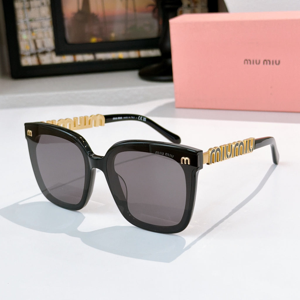 MiuMiu sunglasses with black frame and dark square lenses