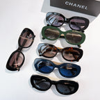 Collection of six Chanel sunglasses with tinted lenses in mixed frame colors and logos