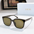 Sunglasses with black acetate frame and olive-tinted lenses
