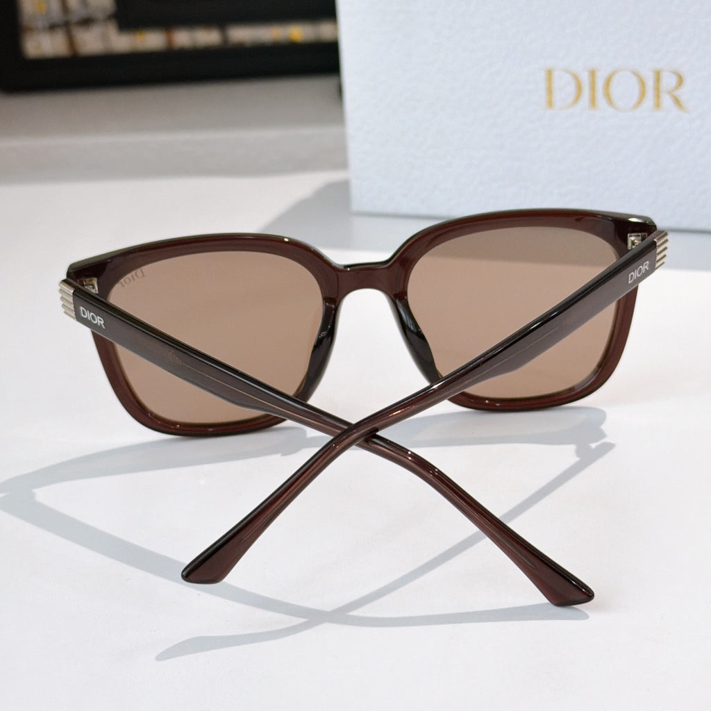 Sunglasses with dark brown frame and light brown-tinted lenses