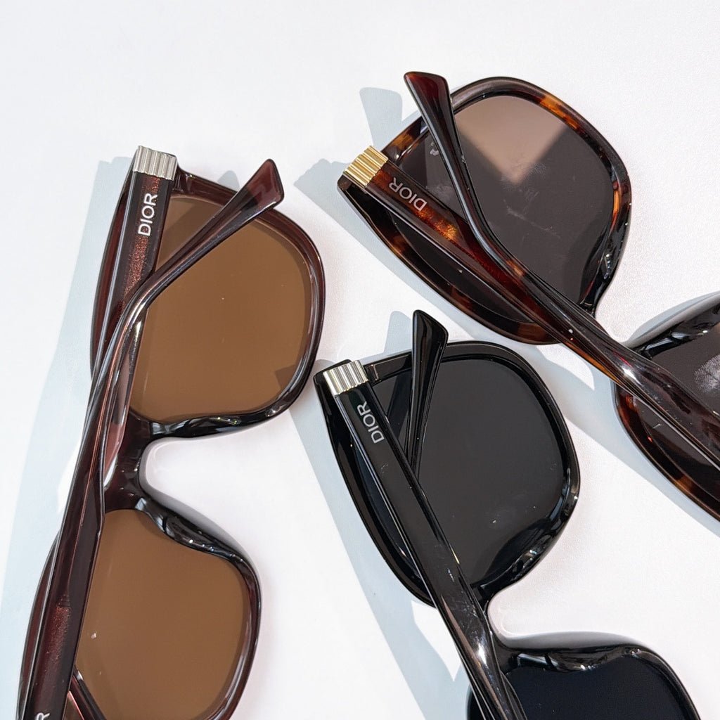 Set of sunglasses with different frames and tinted lenses