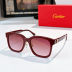 Burgundy cat-eye sunglasses with pink lenses and gold hinges