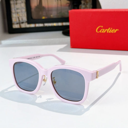 Pink cat-eye sunglasses with dark blue lenses