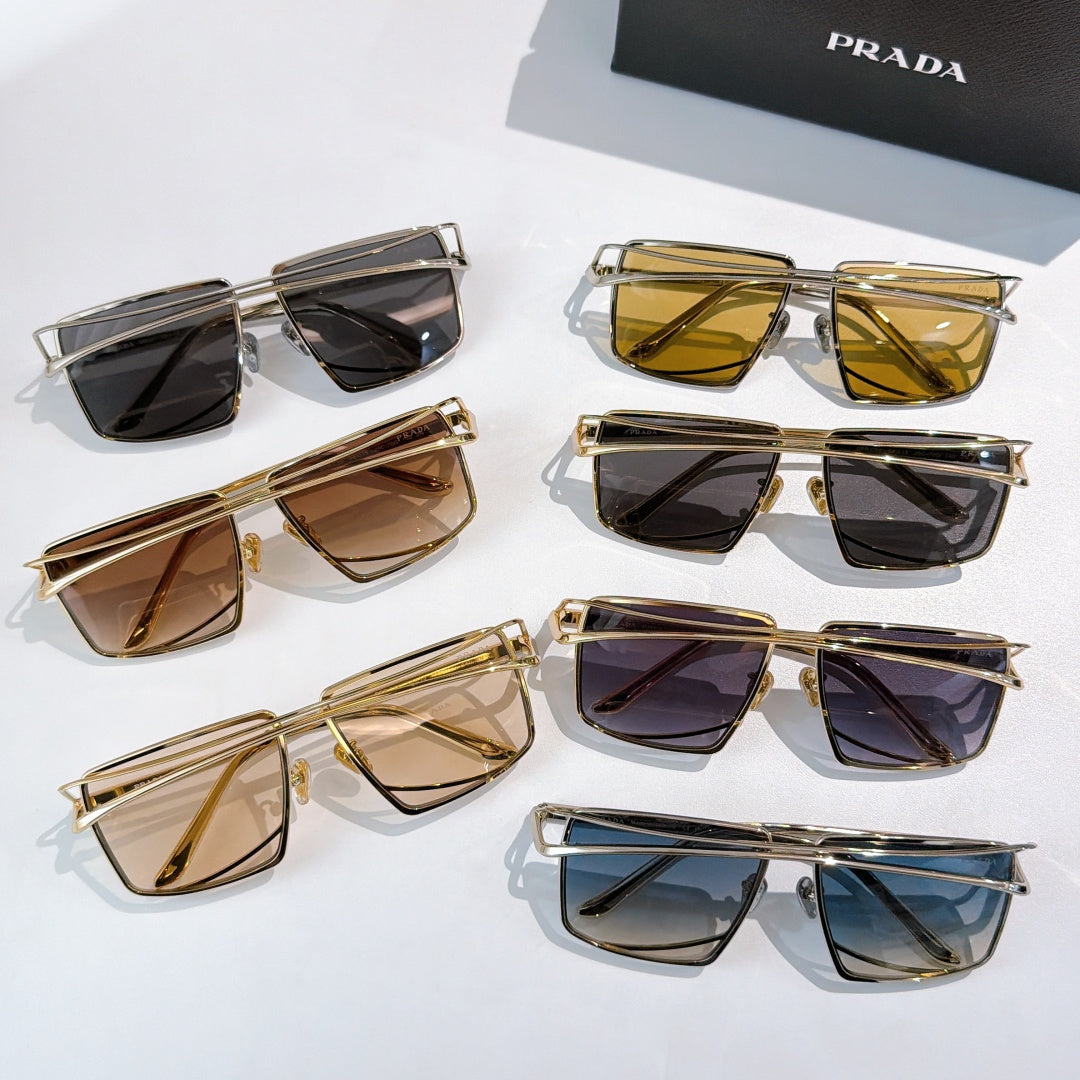 Assorted metal sunglasses with tinted lenses in multiple colors
