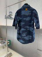 Louis Vuitton denim short-sleeve shirt, back yoke detail, blue monogram pattern