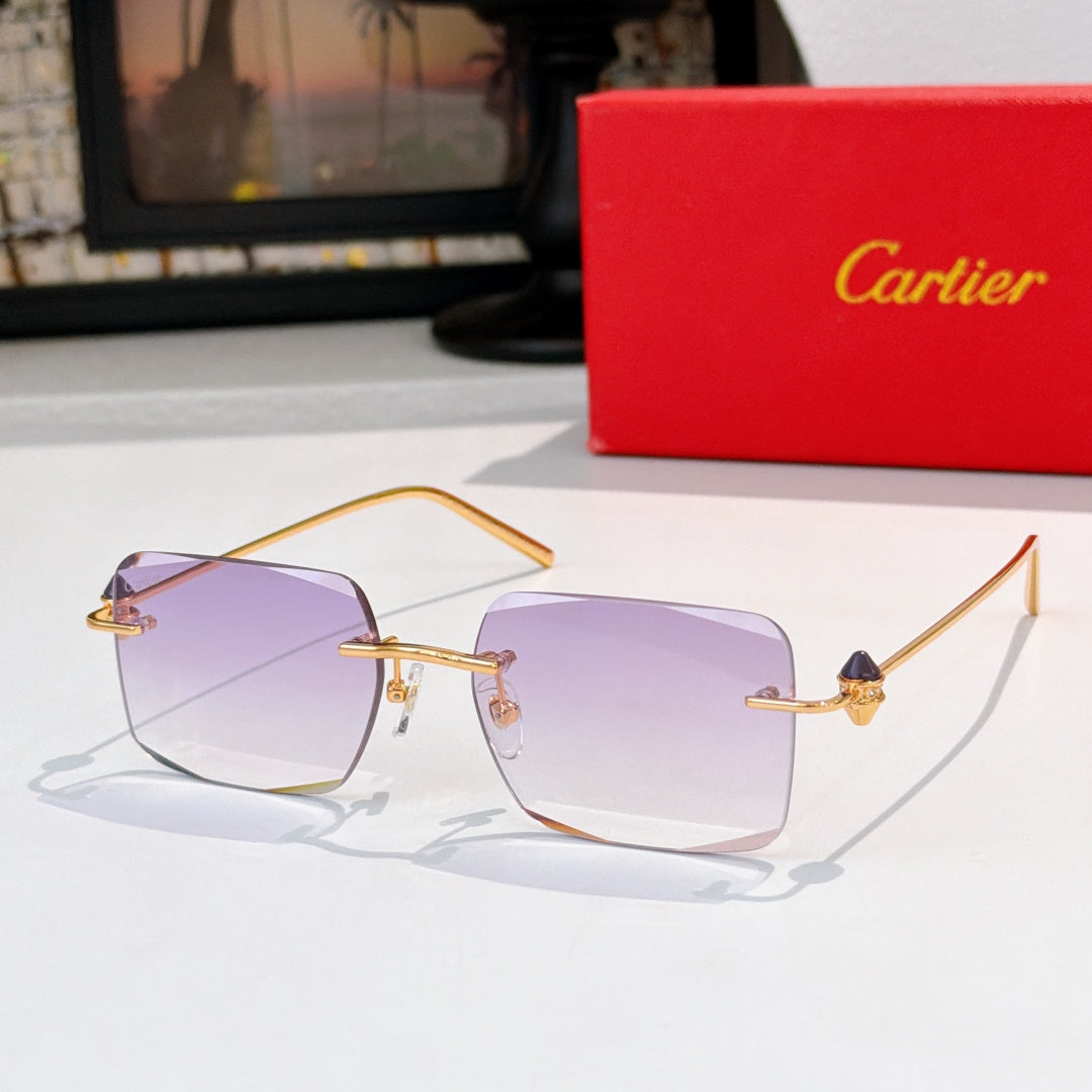 Cartier glasses with purple tinted lenses and gold metal frame
