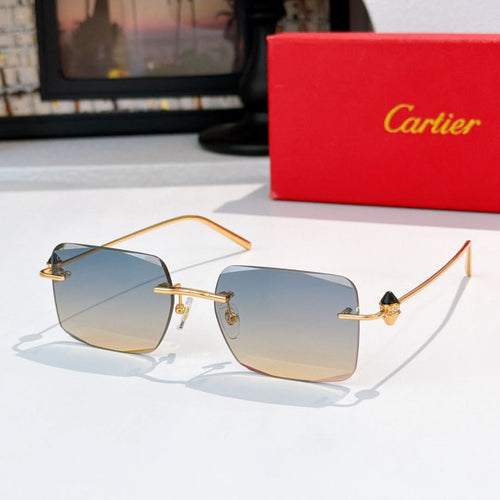 Cartier glasses with light blue tinted lenses and gold metal frame