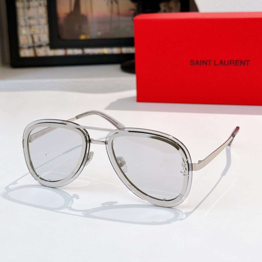Dior sunglasses with clear and silver frames and clear lenses
