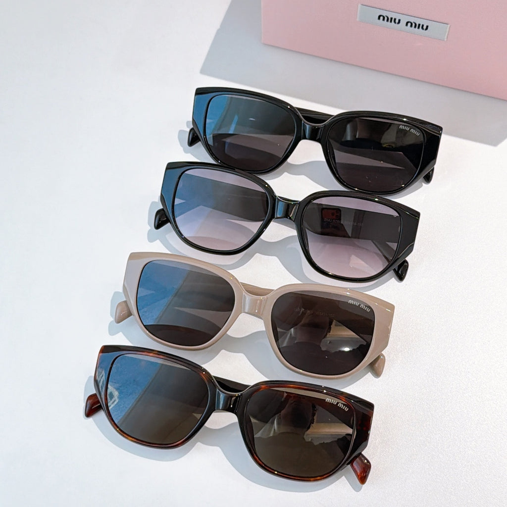Assorted cat-eye sunglasses lineup with black, tortoise, and beige frames