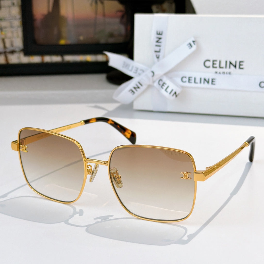Celine sunglasses, gold frame with beige gradient lenses