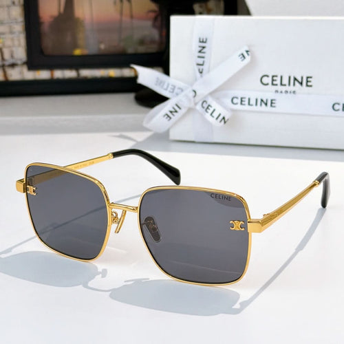 Celine sunglasses, gold frame with dark gray-blue gradient lenses