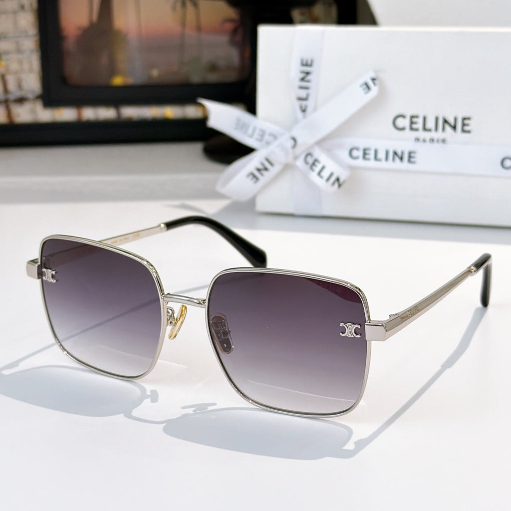 Celine sunglasses, silver frame with dark purple gradient lenses