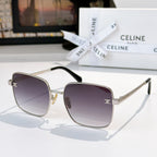 Celine sunglasses, silver frame with dark purple gradient lenses