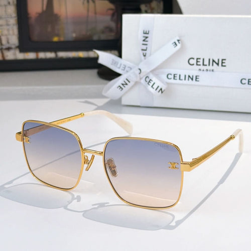 Celine sunglasses, gold frame with light blue gradient lenses