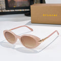 Bvlgari sunglasses with pale pink round lenses and rose-gold metal bridge