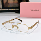 Gold-tone eyeglasses with clear lenses and tortoiseshell temples
