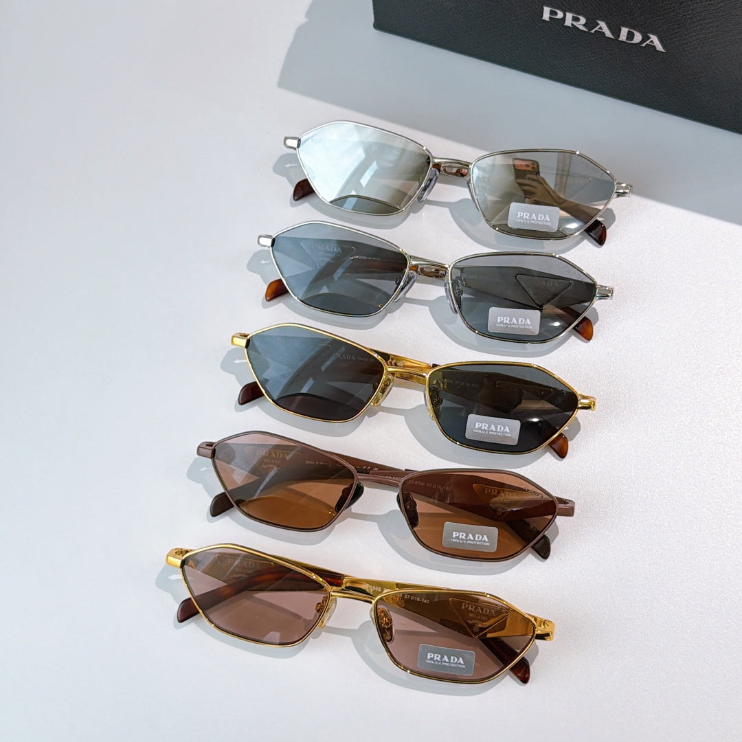 Prada glasses set with mixed metal and tinted lenses, stacked