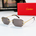 Gold metal octagonal sunglasses with gray lenses and dark tortoise temples
