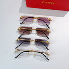 Cartier glasses set of three frames with purple, brown and clear lenses, black temples
