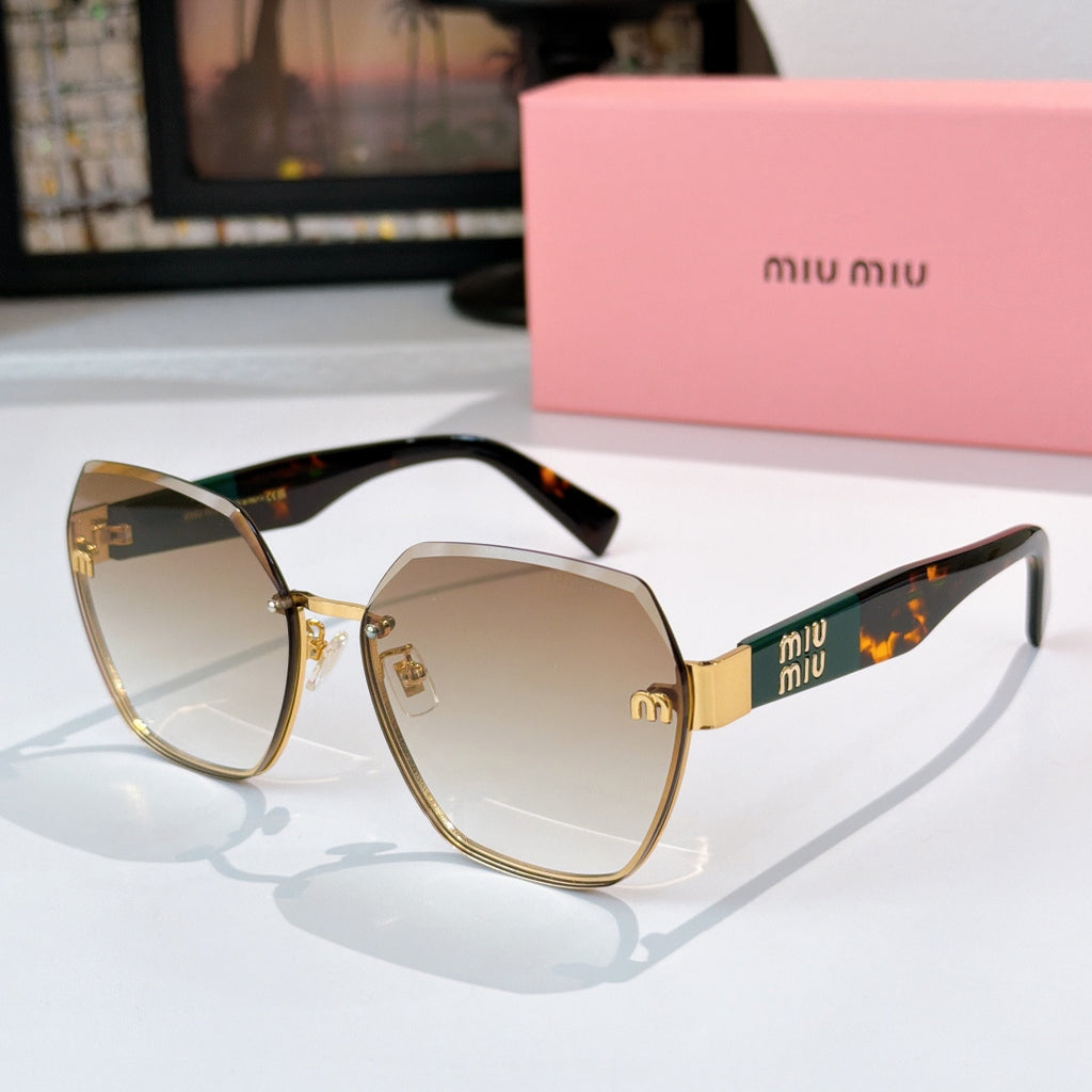 MiuMiu octagonal sunglasses with taupe gradient lenses and gold-tone frame