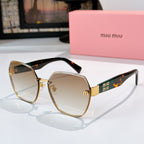 MiuMiu octagonal sunglasses with taupe gradient lenses and gold-tone frame