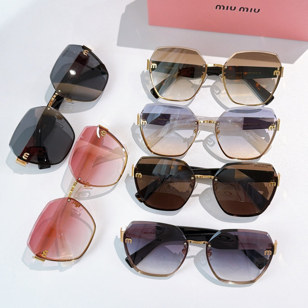 MiuMiu sunglasses collection with assorted octagonal frames and tinted lenses