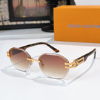 Sunglasses with gold-tone frames and tinted lenses, round silhouette