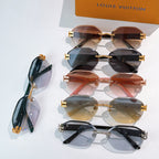 Set of sunglasses with mixed frames and tinted lenses, gold-tone details